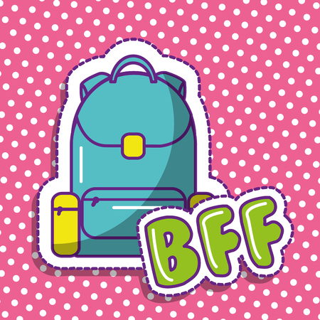 bff cute backpack school dots background design vector illustrationのイラスト素材