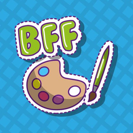 school bff text and palette color brush artistic vector illustrationのイラスト素材