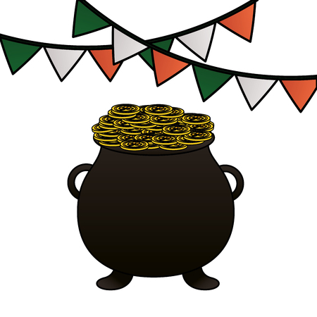 cauldron coins garlands happy st patricks day vector illustrationのイラスト素材
