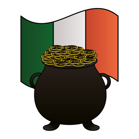 cauldron coins irish flag happy st patricks day vector illustrationのイラスト素材