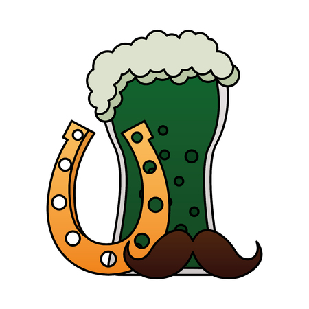 green beer horseshoe moustache happy st patricks day vector illustrationのイラスト素材