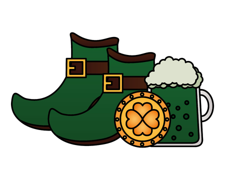 green beer shoes and coin happy st patricks day vector illustrationのイラスト素材