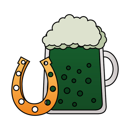 green beer and horseshoe happy st patricks day vector illustrationのイラスト素材