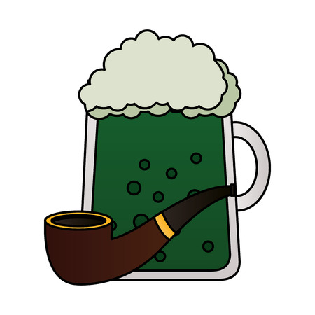 green beer and tobacco pipe happy st patricks dayのイラスト素材