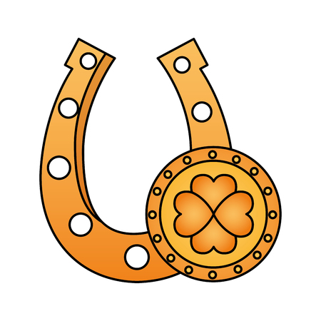 gold horseshoe and coin happy st patricks dayのイラスト素材