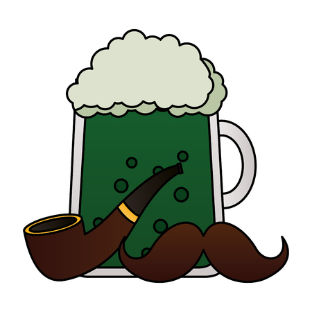 green beer moustache pipe happy st patricks day vector illustrationのイラスト素材