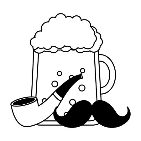 green beer moustache pipe happy st patricks day vector illustrationのイラスト素材