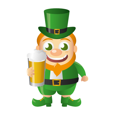 leprechaun with beer happy st patricks day vector illustrationのイラスト素材