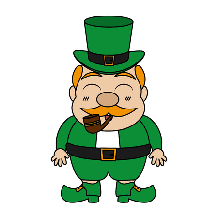 leprechaun smoking pipe happy st patricks day vector illustrationのイラスト素材