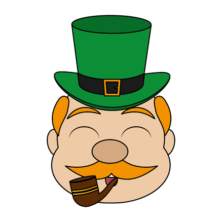 leprechaun face with pipe st patricks day vector illustrationのイラスト素材