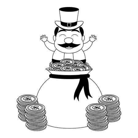 leprechaun money bag coins happy st patricks day vector illustrationのイラスト素材