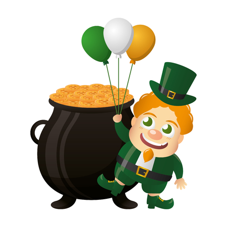 leprechaun with pot and balloons st patricks day vector illustrationのイラスト素材