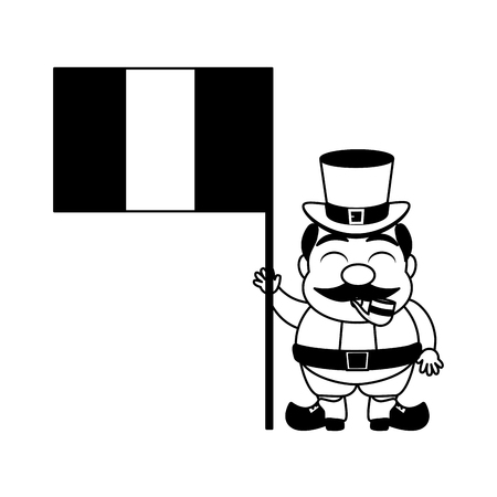 leprechaun with flag happy st patricks day vector illustrationのイラスト素材