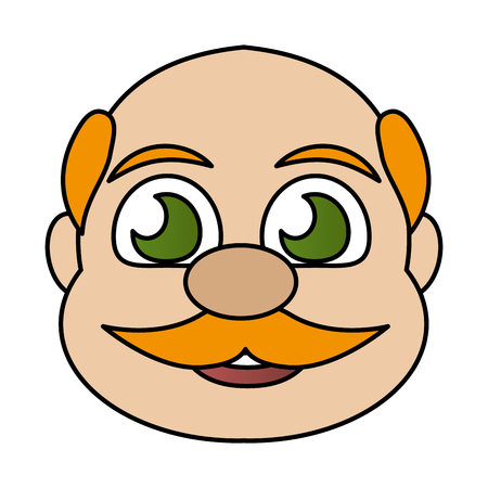 man face bald character on white backgroundのイラスト素材