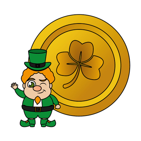 leprechaun gold coin happy st patricks day vector illustrationのイラスト素材