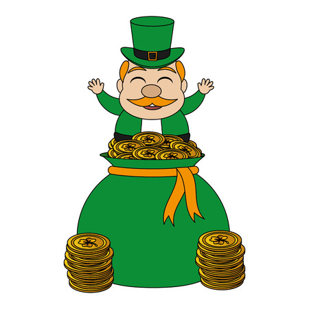 leprechaun money bag coins happy st patricks day vector illustrationのイラスト素材