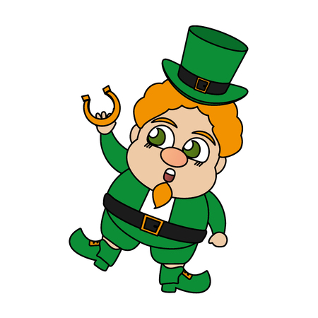 leprechaun with horseshoe happy st patricks day vector illustrationのイラスト素材