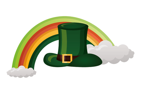 green hat and rainbow happy st patricks day vector illustrationのイラスト素材