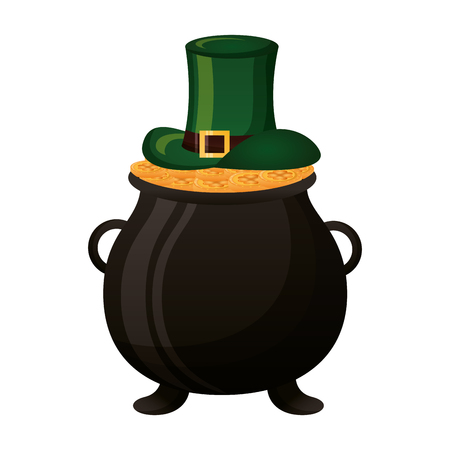 pot with money green hat happy st patricks day vector illustrationのイラスト素材