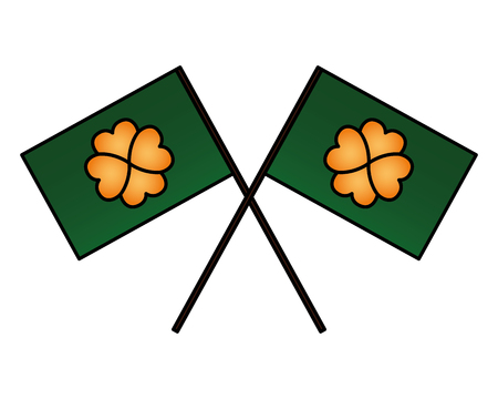 two flag with clovers happy st patricks day vector illustrationのイラスト素材