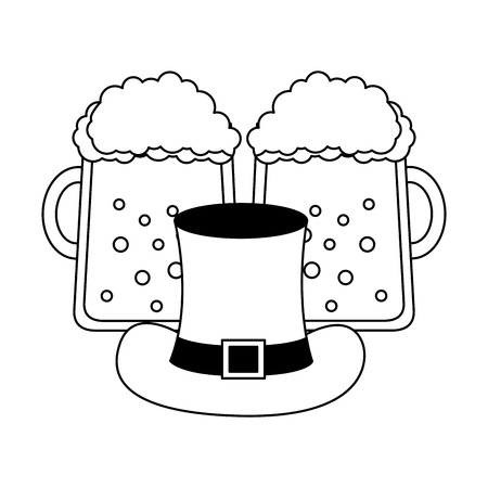 green hat and beers happy st patricks day vector illustrationのイラスト素材