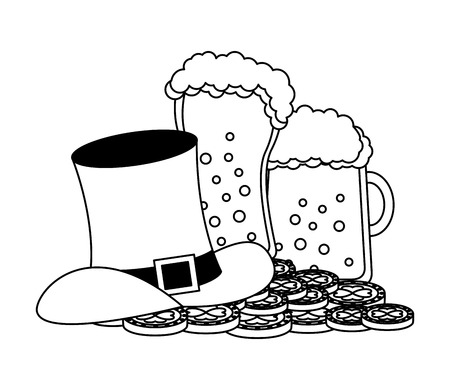 green beer hat and coins happy st patricks day vector illustrationのイラスト素材