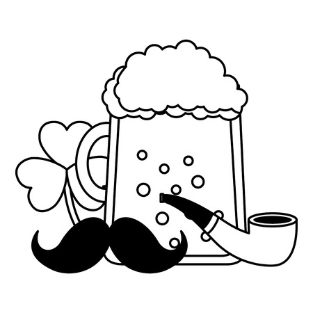 beer clover pipe mustache happy st patricks day vector illustrationのイラスト素材