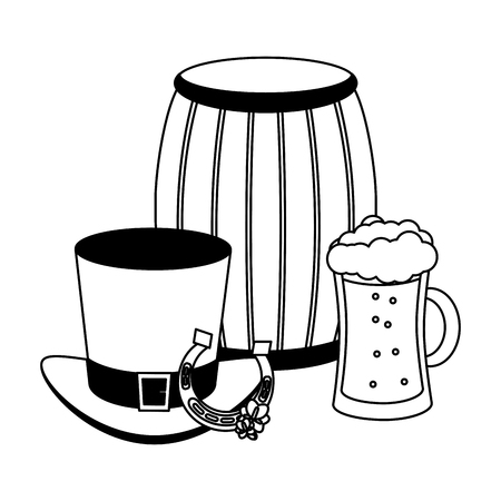 barrel beer hat horseshoe happy st patricks day vector illustrationのイラスト素材