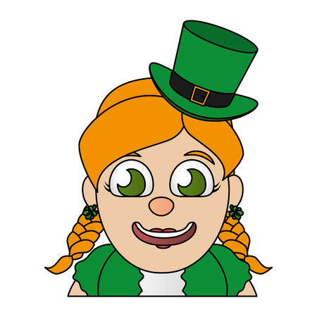 leprechaun girl face on white background vector illustrationのイラスト素材