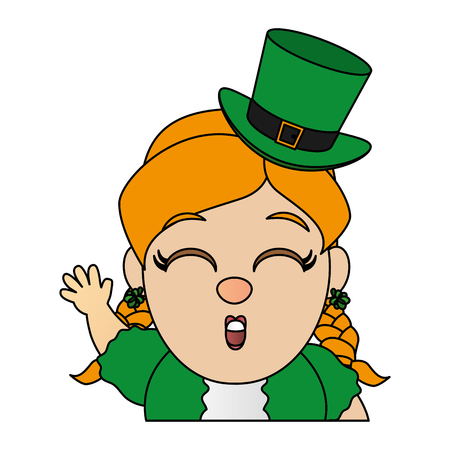 leprechaun girl face on white background vector illustrationのイラスト素材
