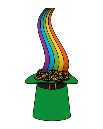 rainbow hat with coins happy st patricks day vector illustrationのイラスト素材
