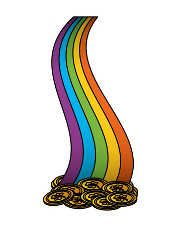 rainbow coins fortune happy st patricks day vector illustrationのイラスト素材