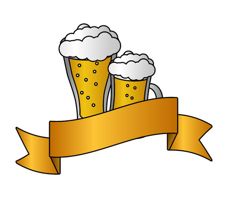glass beers alcohol ribbon on white background vector illustrationのイラスト素材