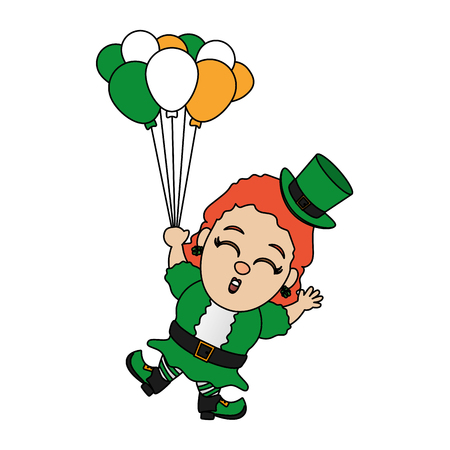 leprechaun girl with balloons happy st patricks day vector illustrationのイラスト素材