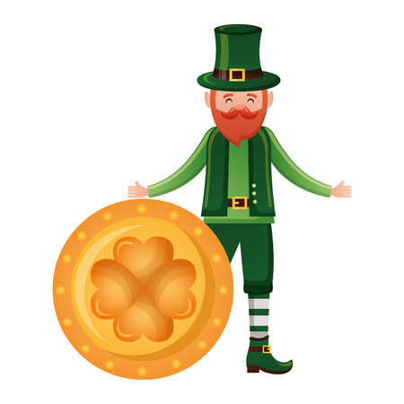 leprechaun gold coin clover happy st patricks day vector illustrationのイラスト素材