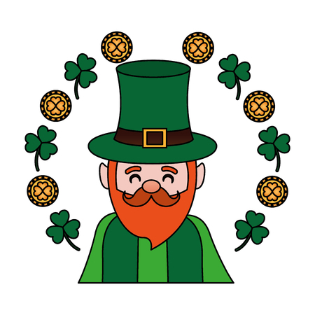 leprechaun wreath clovers coins happy st patricks day vector illustrationのイラスト素材