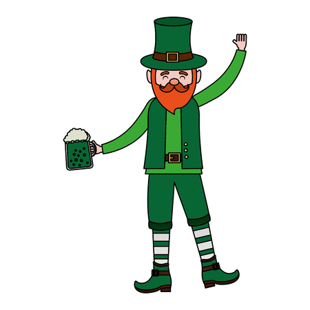 leprechaun with beer happy st patricks day vector illustrationのイラスト素材
