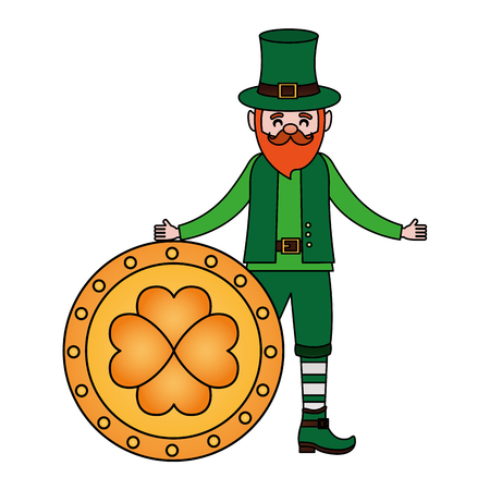 leprechaun gold coin clover happy st patricks day vector illustrationのイラスト素材