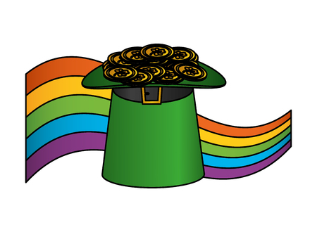 filled hat coins rainbow happy st patricks day vector illustrationのイラスト素材