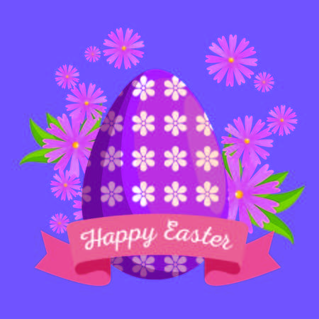easter egg decoration with flowers and leaves vector illustrationのイラスト素材
