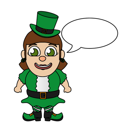 leprechaun girl speech bubble happy st patricks day vector illustrationのイラスト素材