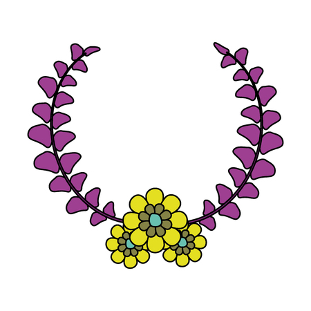 floral wreath flowers on white background vector illustrationのイラスト素材