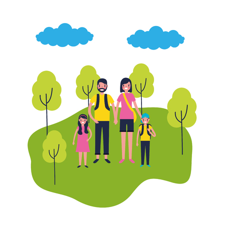 outdoor vacations family park enjoy vector illustrationのイラスト素材