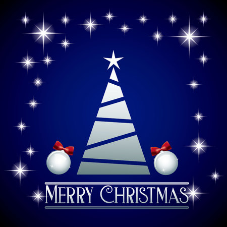tree and balls merry christmas decoration vector illustrationのイラスト素材