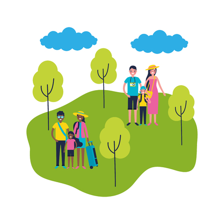 outdoor vacations park family enjoy travel vector illustrationのイラスト素材