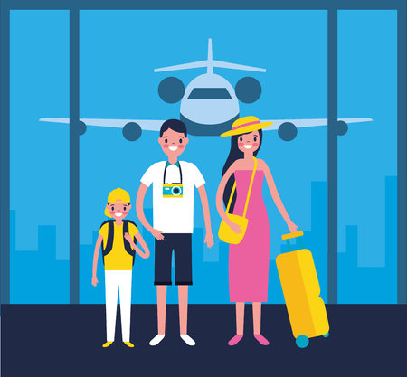 outdoor vacations family in airport travel vector illustrationのイラスト素材