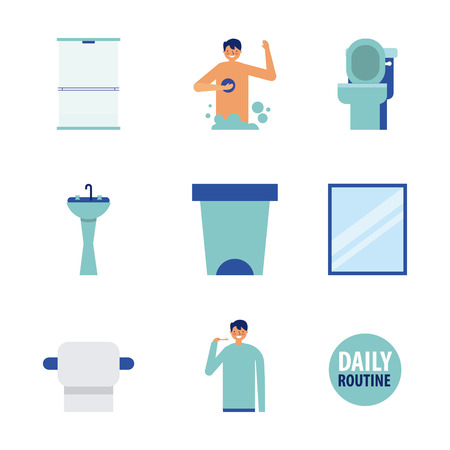 man daily routine before leaving vector illustrationのイラスト素材