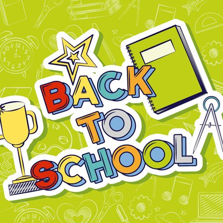 book compass trophy back to school vector illustrationのイラスト素材