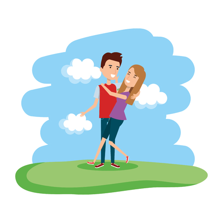 couple in the landscape characters vector illustration designのイラスト素材