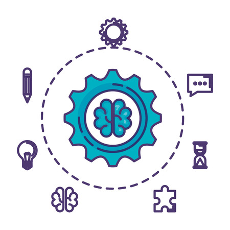 brain storming with set business icons vector illustration designのイラスト素材